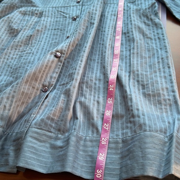 Mac & Jac shirt dress blue academia 3/4 sleeve & pockets NWT pinstriped size 10 - Picture 12 of 15